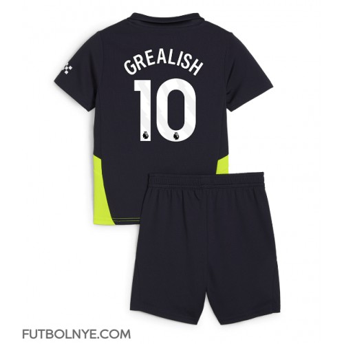 Camiseta Manchester City Jack Grealish #10 Visitante Equipación para niños 2024-25 manga corta (+ pantalones cortos)